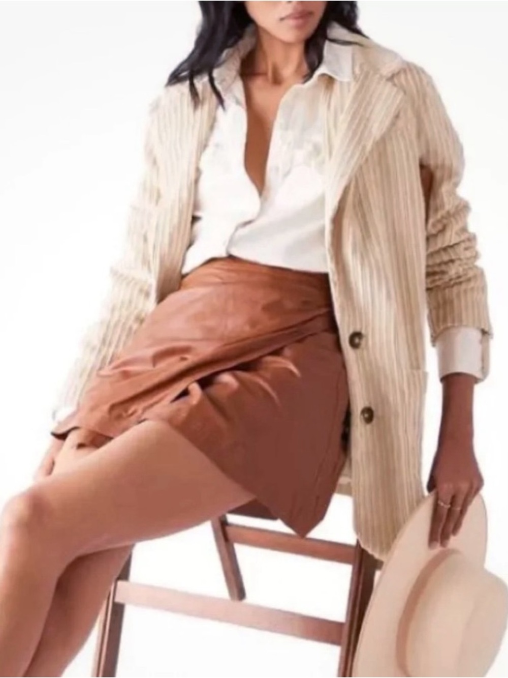 Free People We The Free Everly Cord Blazer in Neutral Size M